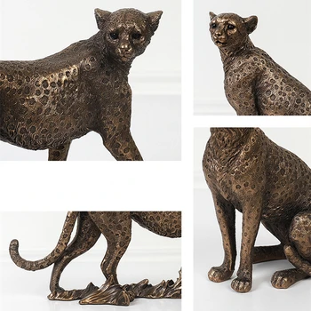  Kip Leoparda Od Smole Afrički Model Životinjskih Skulptura Home Uredski Stol Dekor Radne Površine Gepard Kolekcija Dekorativne Umjetnosti Ručni Rad