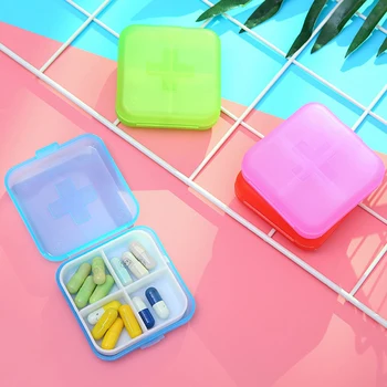  GBSC Prijenosni Sjedalo Za Tablete Za Putovanja, Sklopivi Mini Kutija Za Tablete, Dozator Lijekova, materijala za Pakiranje Kontejner, 4 Utora, Medicinska Kutija Za Tablete