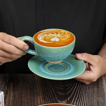  Setovi Šalica Kave od 150 ml, vrlo Kvalitetan Jednostavna Bubalo je U Europskom Stilu, više Boja, Glazura, Kreativna Keramičke Šalice Za Espresso, Cappuccino, Cvijet, Latte
