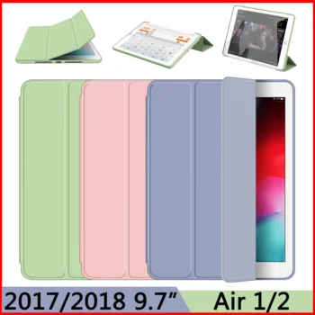  Novi torbica za Apple iPad 9,7 2017 2018 ZAIWJ s mekim silikonskim dnom + umjetna koža Smart wake up sleep cover za ipad air 2 1 ljuska