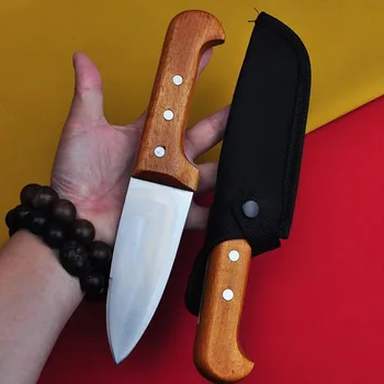  D2 Čelik Mali Izravni Nož S Drškom Od Mahagonija Za Opstanak Na Otvorenom Izravan Nož Prijenosni Oštar Nož Voćni Nož