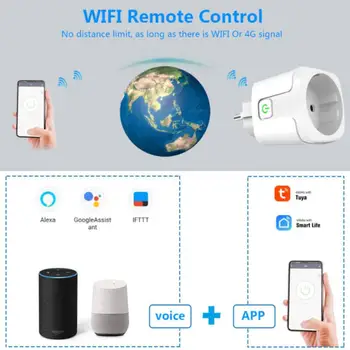  CORUI 20A Adapter Smart Life Aplikaciju za Glasovno Upravljanje Tuya WiFi Pametna Utičnica EU Utičnica za monitor Napajanja Radi Alexa Google Home