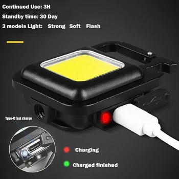  Mini COB Led Svjetiljka Mutifuction Prijenosna Svjetiljka Za Kampiranje Privjesak USB C Punjiva Radna Lampa Za Vanjsku Oporavak Fenjer