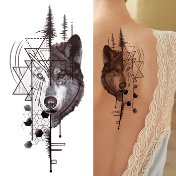 Kompas Očiju Privremene Tetovaže Za Muškarce Žene Odrasle Lažni Sova Vuk Tiger Tattoo Oznaka Geometrijskih Crnci Nakit Lanca Tetovaža Naljepnica