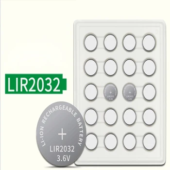  20 KOMADA 3,6 U LIR2032 lir 2032 li-ion punjiva baterija 40 mah Li-ion gumb novčić ćelija zamjena za CR2032 CR 2032