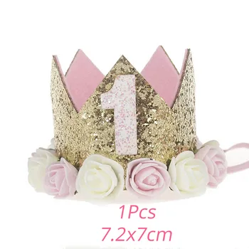 1. Dan Rođenja Dekor Šešir Djeca 1 2 3 Godine Sretan Rođendan Dječak Djevojčica Prvi Rođendan Dječji Tuš Dekor Pink Crown Šešir
