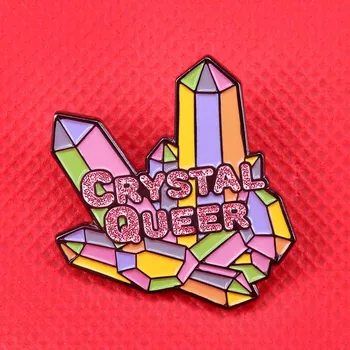  Crystal квир emajl pin kvarc klaster broš LGBT duga ponos ikona slatka sjajna pin posteljine izra umjetnost nakit čarobni dar za nju