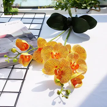  Umjetno Cvijeće, Plastičnim Orhideja Svadbena Dekoracija 2 Grane S Lišćem Prirodne Orhideje Lažni Cvijeće Kućni Vrt, Dekori