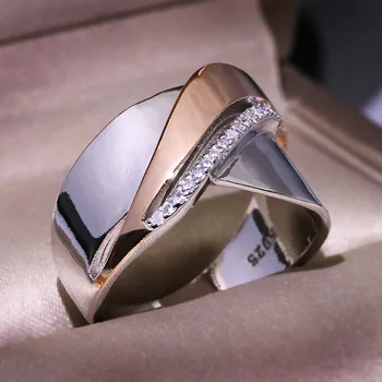  Identitet Moda Geometrijski Oblik Metalne Donje Prsten Večernji Pribor Dnevni Ured Lady Prst Prsten Nakit Kristal Ispunjen Kamen