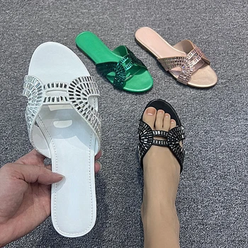  Ženske cipele 2022, Ljetni Ženski Modni Butik Papuče Sa štrasom, Udoban Prozračna Japanke Ravnim Cipelama, Luksuzni Dizajn, Ženske Japanke