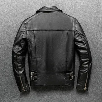  Besplatna dostava.Branded cool klasična crna приталенная jakna od prave kože rider. muški kvalitetan moderan kaput od bičevati.Plus veličine.дропшип