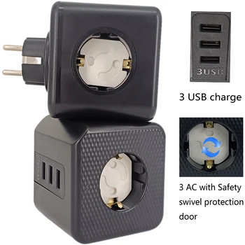  EU Power Strip Utikač USB Električni Strujni Filter Utičnica 3 Powercube Smart Outlet Produžni Adapter Za Europski Dom