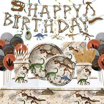  Fosili Dinosaura Arheološka Tema Jednokratna Posuđe Dinosaur Dinosaur Maramice Tanjuri Džungla 1. prosinca Sretan Rođendan