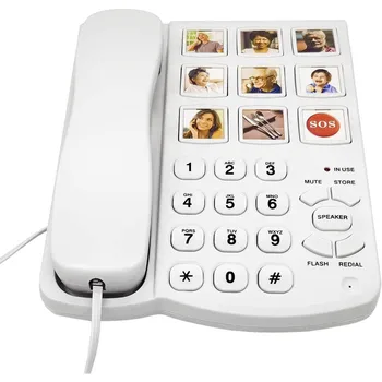  Veliki gumb žični telefon sa zvučnikom za seniore i Seniore, pojačani Fiksni telefon sa touch slikom jednog gumba za starije osobe
