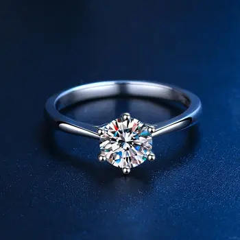  Bijelo Zlato 18 K S Premazom 1.0 ct Okrugli Rez Cirkonij Klasični Diamond Solitaire Prsten Za Žene Vjenčanja Vjenčani Nakit