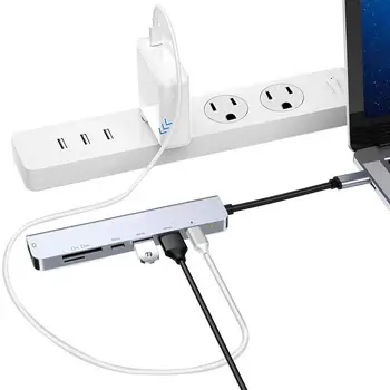  7 U 1 USB C Hub USB3.1 S HDMI-kompatibilnu Hub Многопортовый Adapter Čitač kartica Za MacBook Pro Hua wei P20 P20 Pro