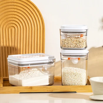  Potisni Plastična Kutija Za Skladištenje Hrane Zrna Kave Hermetičke Banke Kuhinjske Posude Za Začina Sa Žlicom Rezervoari Za Skladištenje